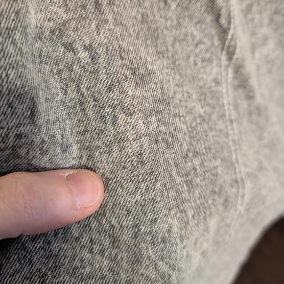 SATURDAYS NYC Gray Denim Acid Wash Logo Patch Jeans Shorts - Picture 7 of 11